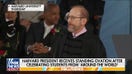 Harvard president takes shot at Trump in commencement speech