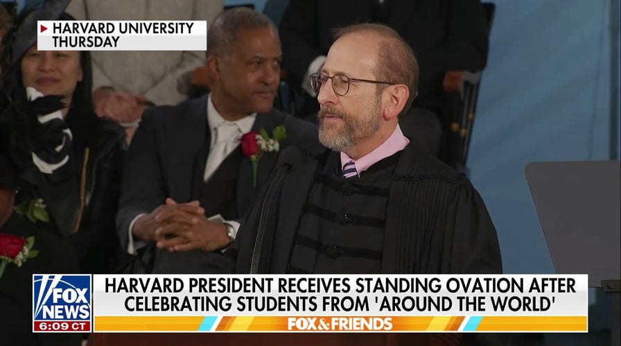 Harvard president takes shot at Trump in commencement speech