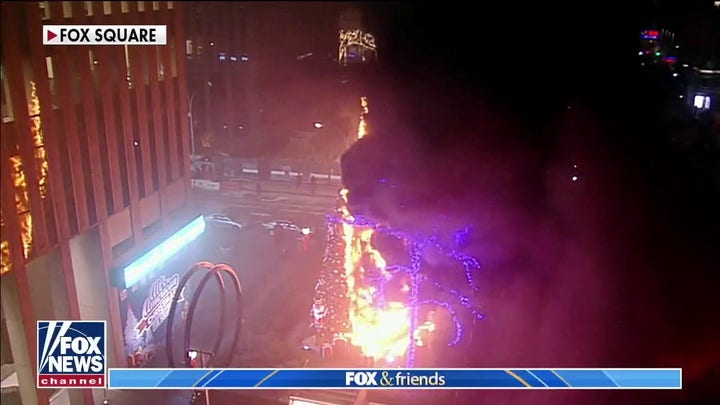 Christmas tree set on fire at Fox Square, suspect arrested