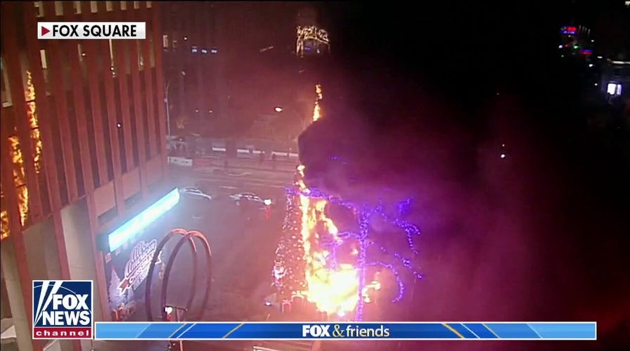 Christmas tree set on fire at Fox Square, suspect arrested