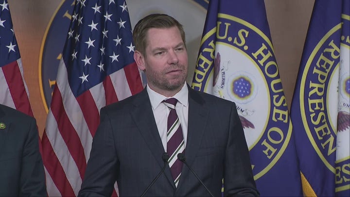 Rep. Eric Swalwell gives press conference on losing House committee seat