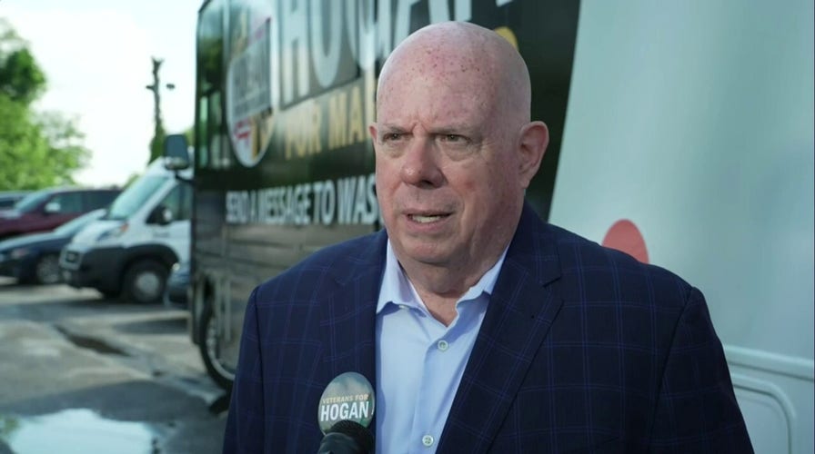 Former Republican Gov. Larry Hogan says he'll be ready for whichever Democrat 'limps out' of Tuesday's Senate primary in blue state Maryland