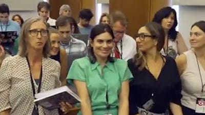 Viral clip captures woman appearing to smile and wink at camera during Lindsay Clancy trial
