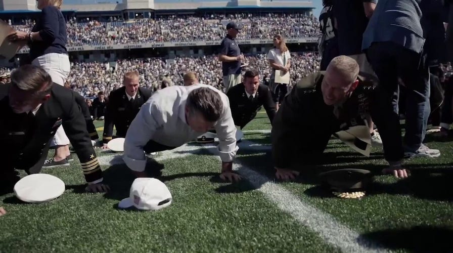 Pete Hegseth leads record-breaking pushup wave at Navy football game