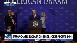 Donald Trump mocks Joe Biden after chasing toddler on stage