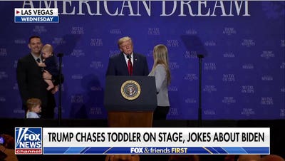 Donald Trump mocks Joe Biden after chasing toddler on stage - Fox News