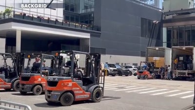 Equipment trucks seen unloading at Madison Square Garden ahead of Taylor Swift and Travis Kelce's rumored wedding
