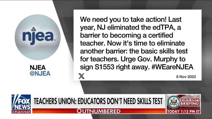 New Jersey teachers union: Get rid of basic skills test for new educators