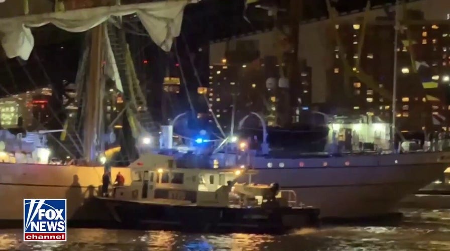 Search and rescue effort underway after sailing ship hits Brooklyn Bridge