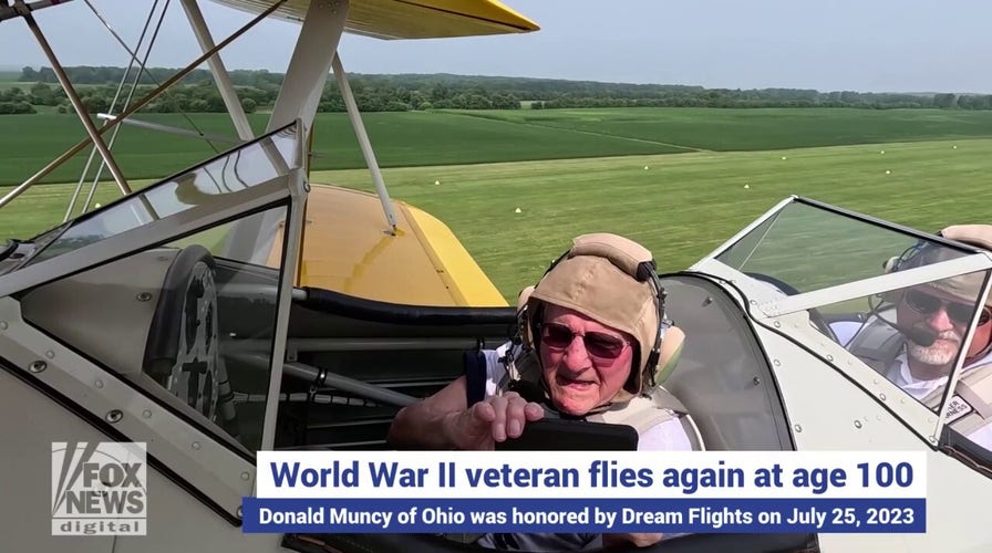 World War II veteran airman Don Muncy, 100, flies again