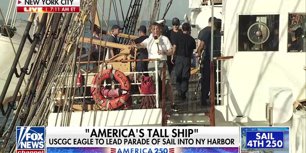 USCG Eagle leads America 250 ship parade in New York Harbor