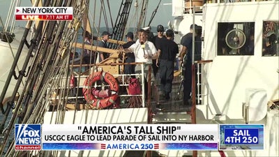 USCG Eagle leads America 250 ship parade in New York Harbor