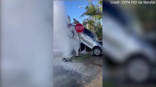 Gushing fire hydrant suspends car in the air - Fox News