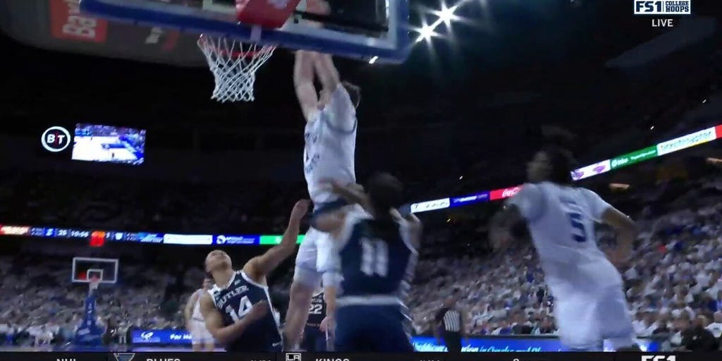 Creighton's Ryan Kalkbrenner finishes alley-oop slam vs. Butler