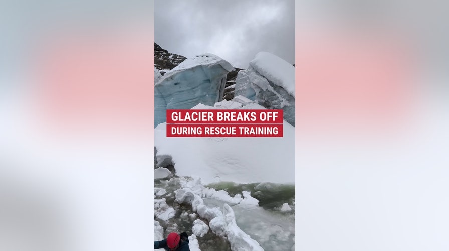 Glacier breaks off during rescue training