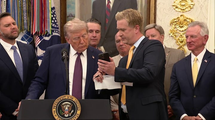Trump reacts live to viral White House window video