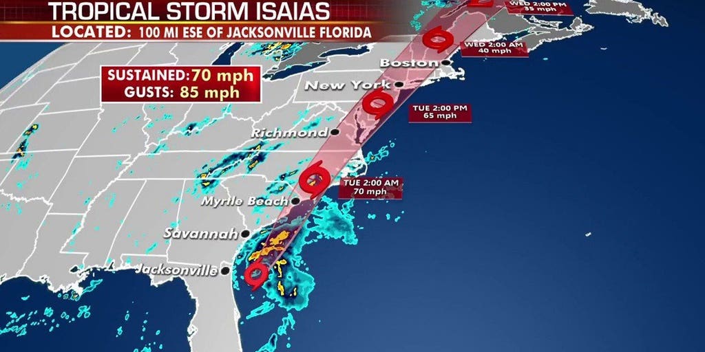 Tropical Storm Isaias moves up East Coast, could hit Carolinas at ...