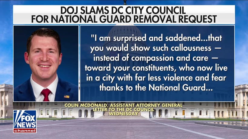 DOJ slams DC City Council over request to remove National Guard