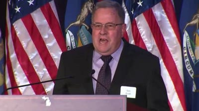Michigan Republican who beat Trump-backed candidate despite suspending campaign speaks after win