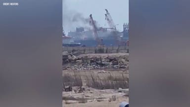 Video shows response after drone reportedly hits US-owned gas tanker at Damietta port