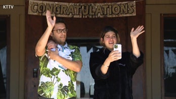 California drive-by celebration welcomes baby of first responder family amid coronavirus lockdown