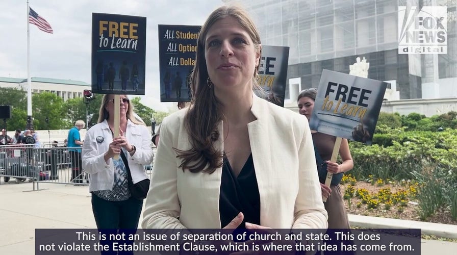  School choice supporters protest exclusion of religious charter in Supreme Court case