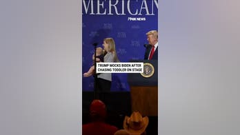 Donald Trump mocks Joe Biden after chasing toddler on stage