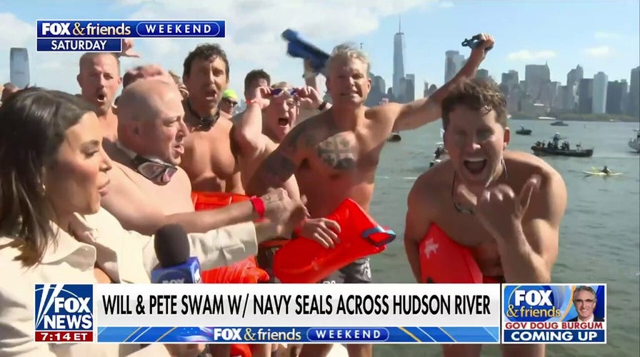 Will Cain and Pete Hegseth complete the 2023 NYC SEAL swim across the Hudson River
