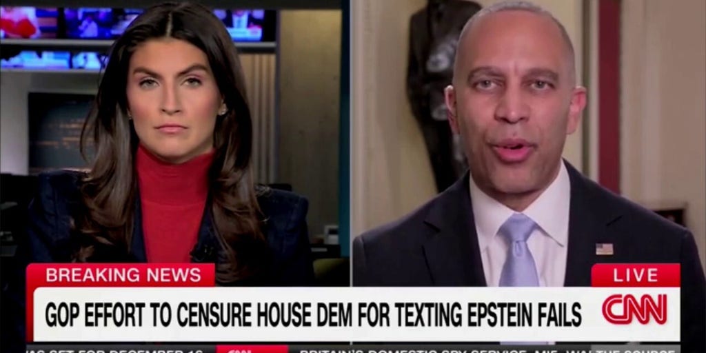 Hakeem Jeffries pressed multiple times on appropriateness of Plaskett's messages with Jeffrey Epstein