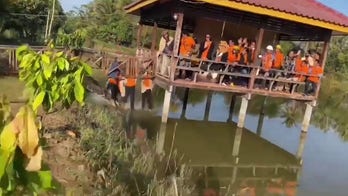 Wooden bridge collapses while tourists pose for a picture