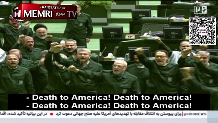 Qalibaf leads Iran lawmakers in IRGC uniforms, chants ‘Death to America'
