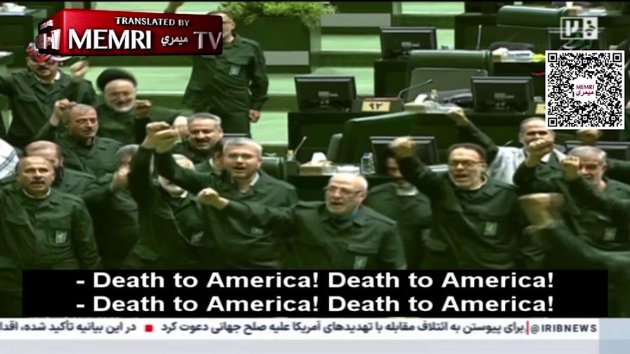 Qalibaf leads Iran lawmakers in IRGC uniforms, chants ‘Death to America'
