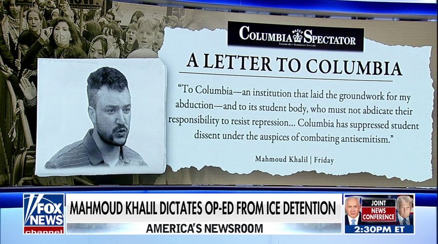 Mahmoud Khalil makes ‘preposterous’ accusation after ‘abduction’ in op-ed from ICE detention