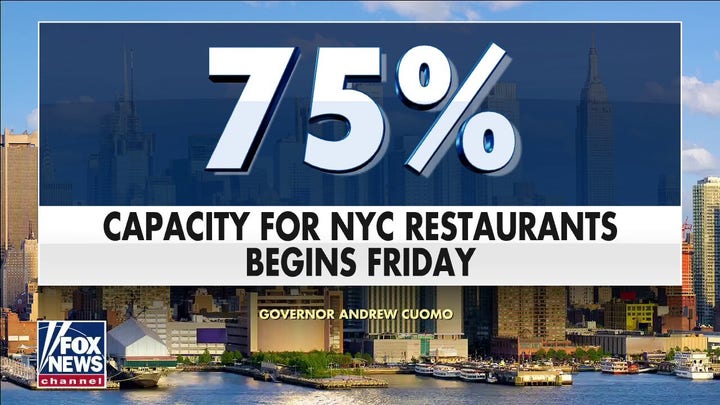 New York City indoor dining capacity to expand to 75%