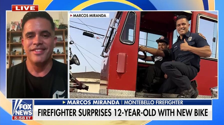 Firefighter surprises hard-working 12-year-old with new bike