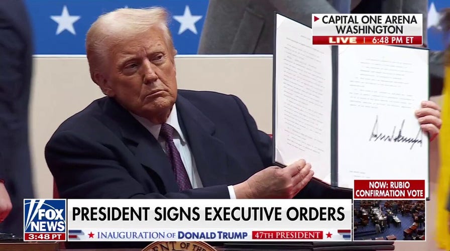 President Trump signs executive orders at Capitol One Arena