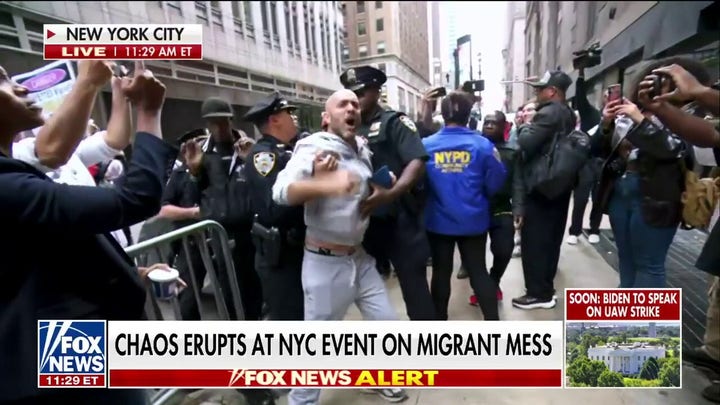 AOC, other Dems drowned out by screaming protesters at NYC migrant ...