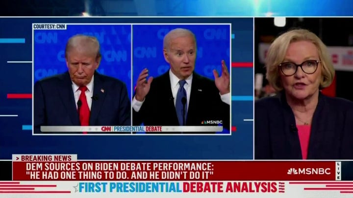 MSNBC’s Claire McCaskill admits Biden ‘failed’ to prove he’s fit for office during debate