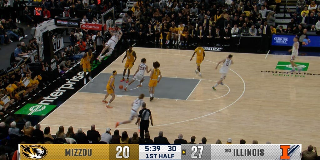 Illinois' Zvonimir Ivisic cuts baseline for alley-oop against Missouri
