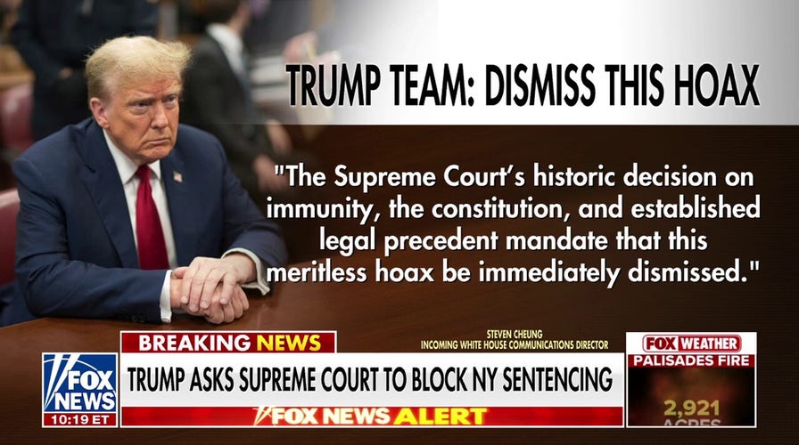 Trump asks Supreme Court to block sentencing in NY case