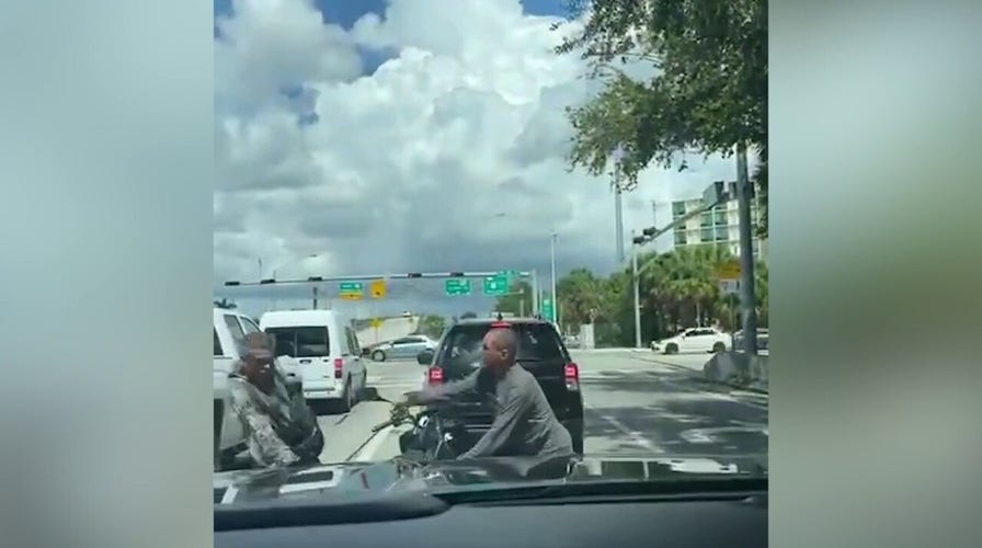 The Miami Springs Police Department has arrested a driver seen on video swinging a machete at another motorist. (Courtesy: Miami Springs Police Department)