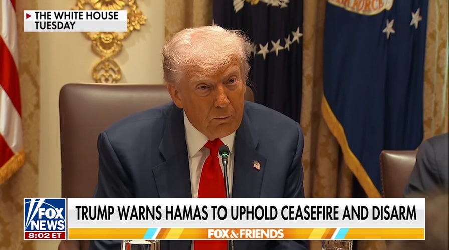 Trump warns Hamas to uphold peace agreement and disarm