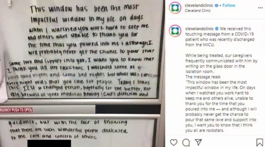 Coronavirus patient leaves window notes for hospital staff after recovery