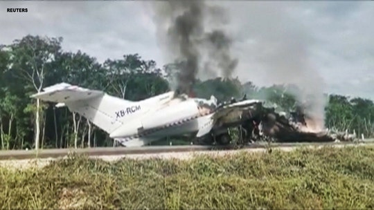 Suspected South American drug plane bursts into flames after illegal highway landing in Mexico