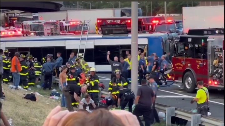 Aftermath of fatal bus accident on New Jersey Turnpike