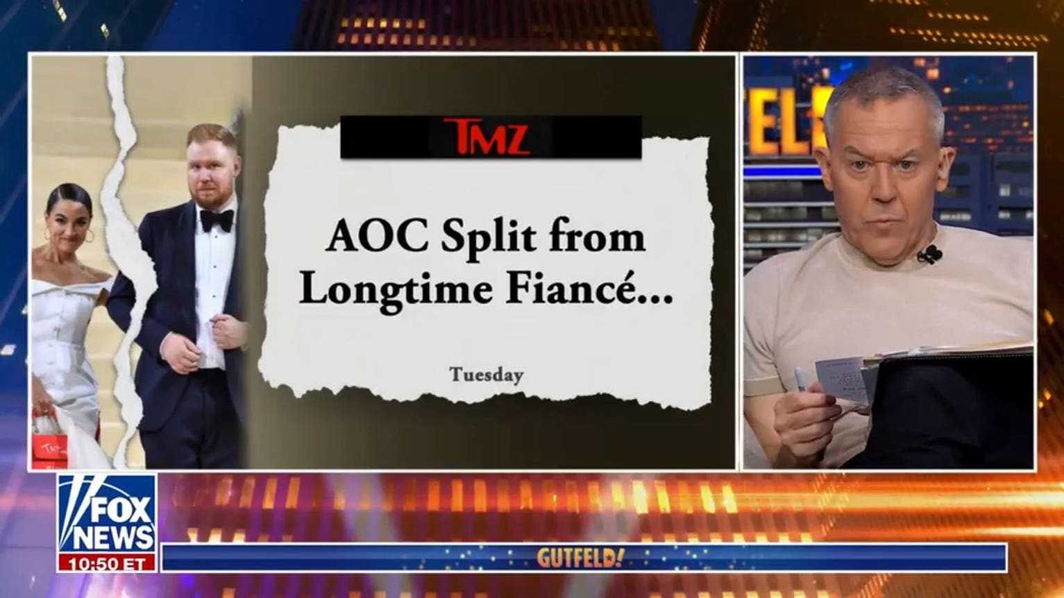Greg Gutfeld reacts to AOC's split from longtime fiancé
