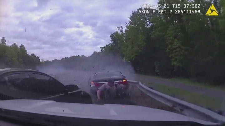 Fairfax County police officer narrowly avoids getting hit by out-of-control car