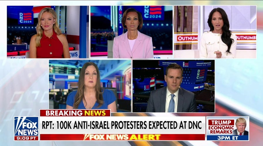 Protesters chant 'Killer Kamala' outside DNC