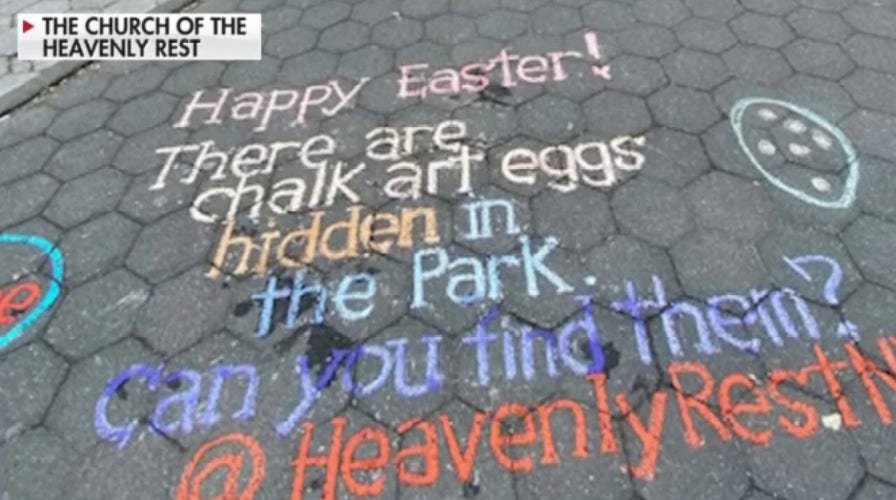 Church creates chalk Easter egg hunt in Central Park; hospital celebrates married couple who beat COVID-19