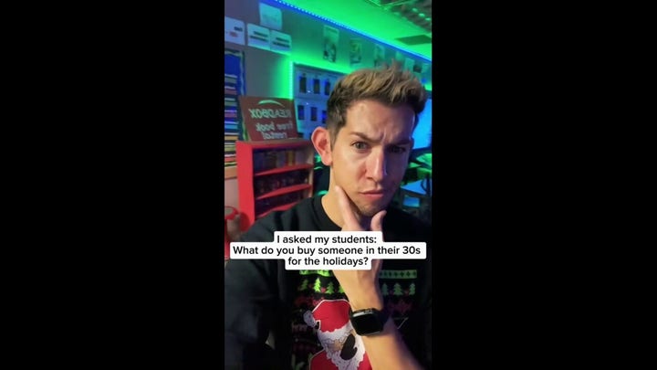 CA middle school teacher asks students what gifts 30-somethings want